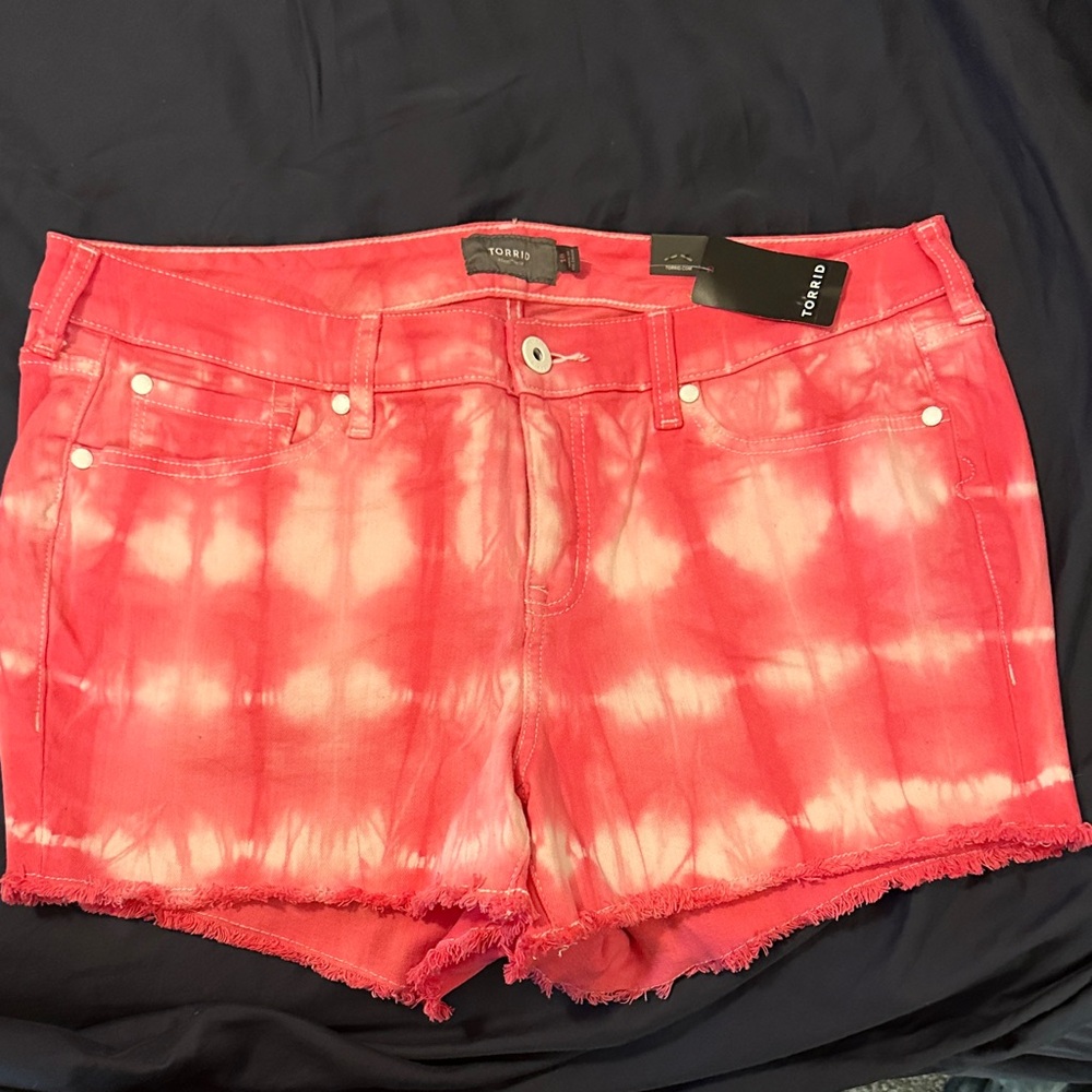 Torrid Women's Vibrant Pink Tie-Dye Jean Shorts